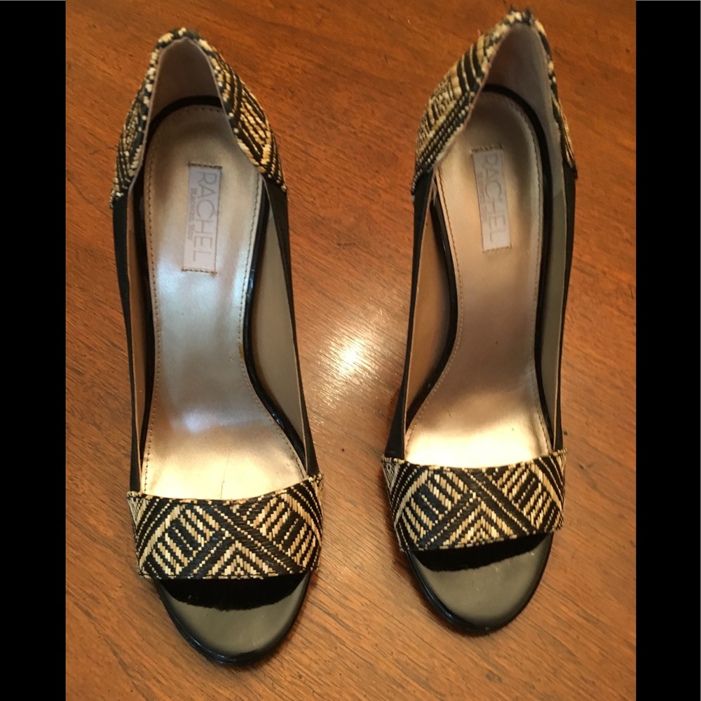 Rachel Pally suede and leather open toe stilettos